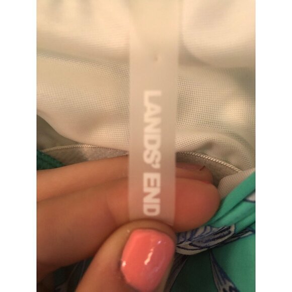 Land's End turquoise floral built in bra tank dress size 12 babydoll - Picture 3 of 4